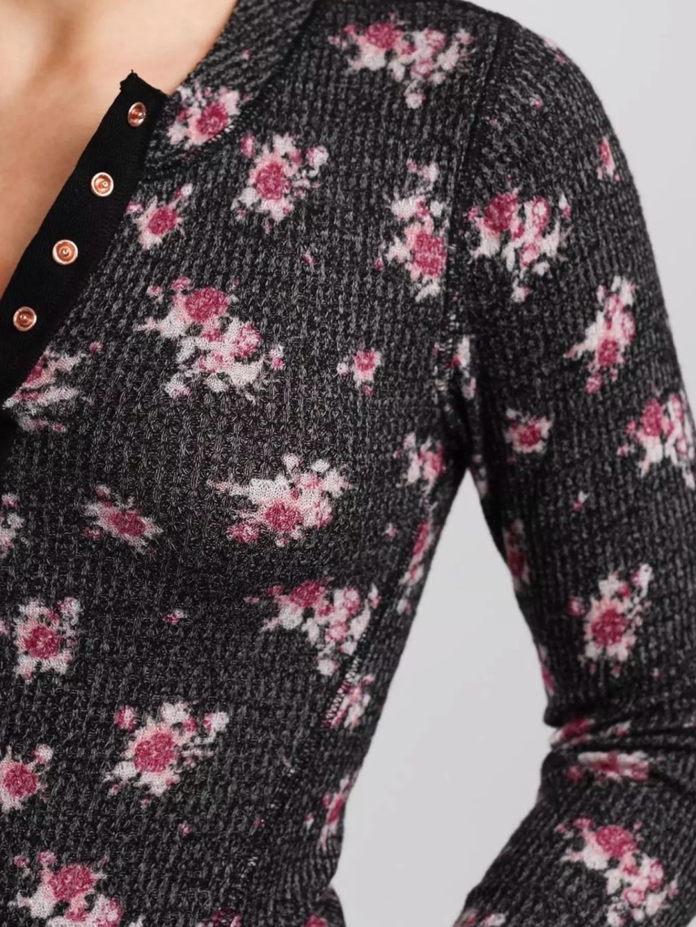Free People One Of The Girls Printed Black Combo Shirt. NWT - Picture 3 of 5